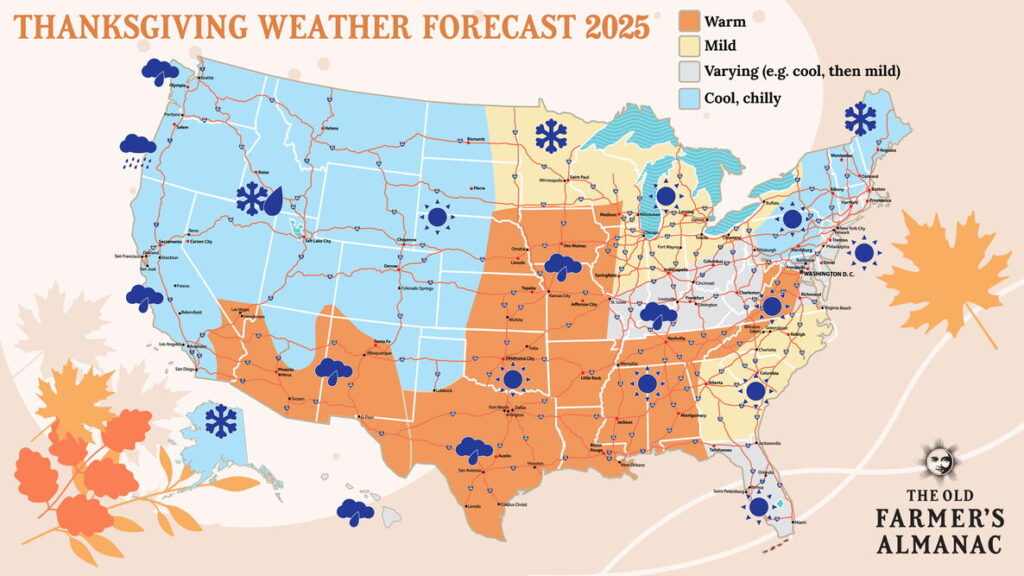 Thanksgiving First Snowfall Forecast by Old Farmer’s Almanac